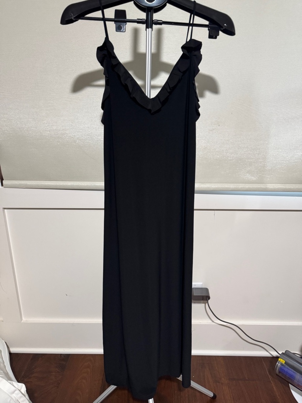 Zara Black Ruffle-Trim Maxi Dress